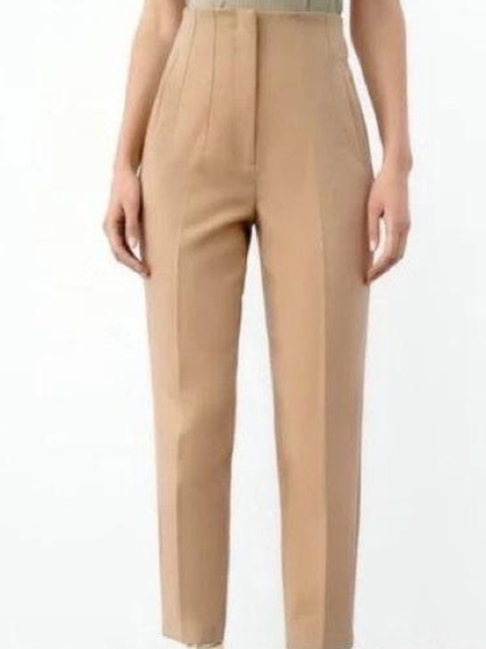 Zara High-Waist Tailored Trousers in Beige
